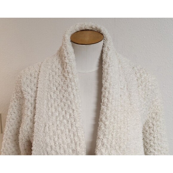 Women's Cream Color CozyChic® Honeycomb Shawl Cardigan Sweater Medium - Picture 3 of 13